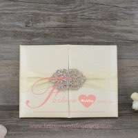 Custom Elegant Silk Wedding Invitation Folio with Crystals